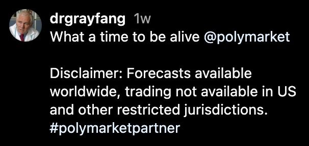 Influencers are posting messages with the hashtag #Polymarketpartner.